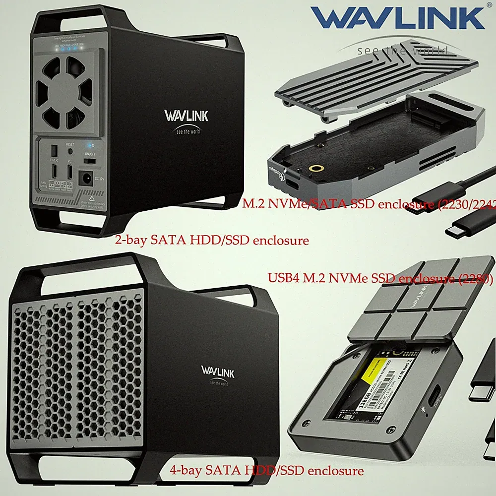 WAVLINK PCIe NVMe SSD Enclosure USB4 External Hard Drive SATA Docking Station