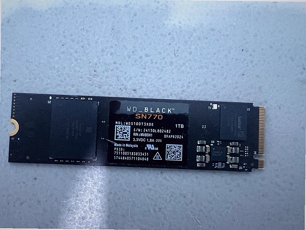 WD BLACK 1TB SN770 NVMe Gen4 PCIe M.2 2280 5150 MB/s Internal Gaming SSD