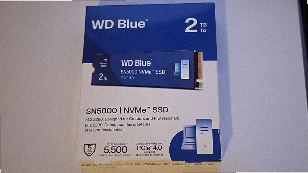 WD Blue SN5000 2TB NVMe SSD PCIe Gen 4 x4 – High-Speed M.2 2280 Internal Solid S